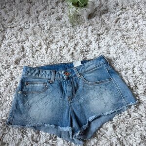 Chic light blue H&M Light Blue Embroidered shiny bejeweled low rise vintage Y2K